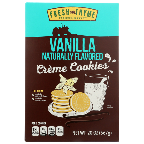 slide 1 of 1, Fresh Thyme Farmers Market Vanilla Naturally Flavored Crme Cookies, 20 oz