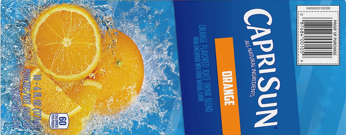 slide 7 of 9, Capri Sun Orange Naturally Flavored Juice Drink Blend, 10 ct Box, 6 fl oz Pouches, 10 ct; 6 fl oz