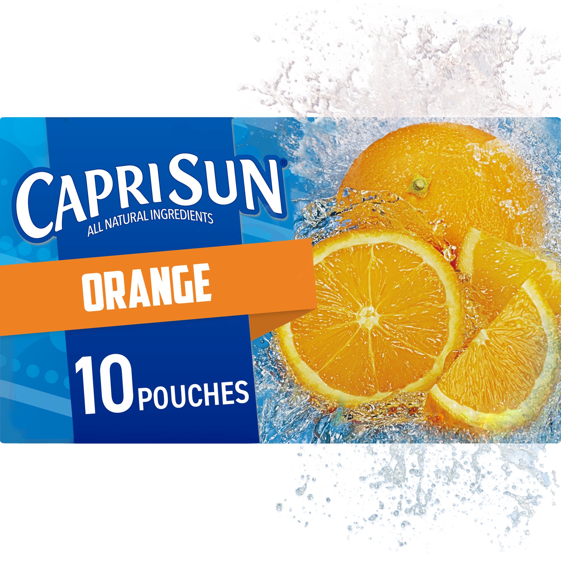 slide 1 of 9, Capri Sun Orange Naturally Flavored Juice Drink Blend, 10 ct Box, 6 fl oz Pouches, 10 ct; 6 fl oz