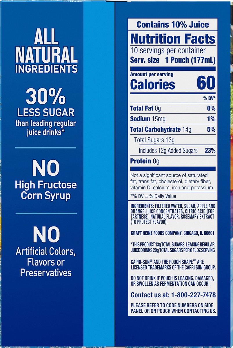 slide 4 of 9, Capri Sun Orange Naturally Flavored Juice Drink Blend, 10 ct Box, 6 fl oz Pouches, 10 ct; 6 fl oz