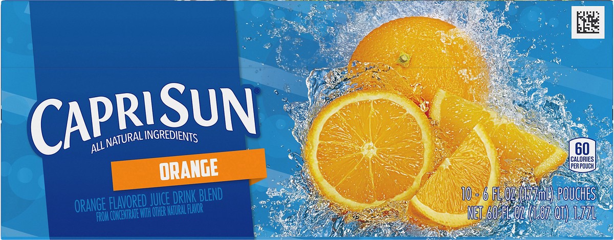 slide 9 of 9, Capri Sun Orange Naturally Flavored Juice Drink Blend, 10 ct Box, 6 fl oz Pouches, 10 ct; 6 fl oz