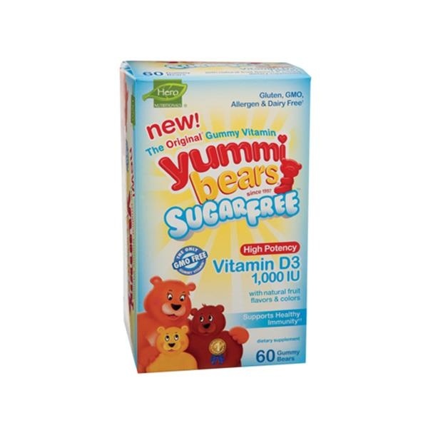 slide 1 of 1, Hero Nutritionals Yummi Bears Vitamin D3 1000iu Sugar-Free, 60 ct