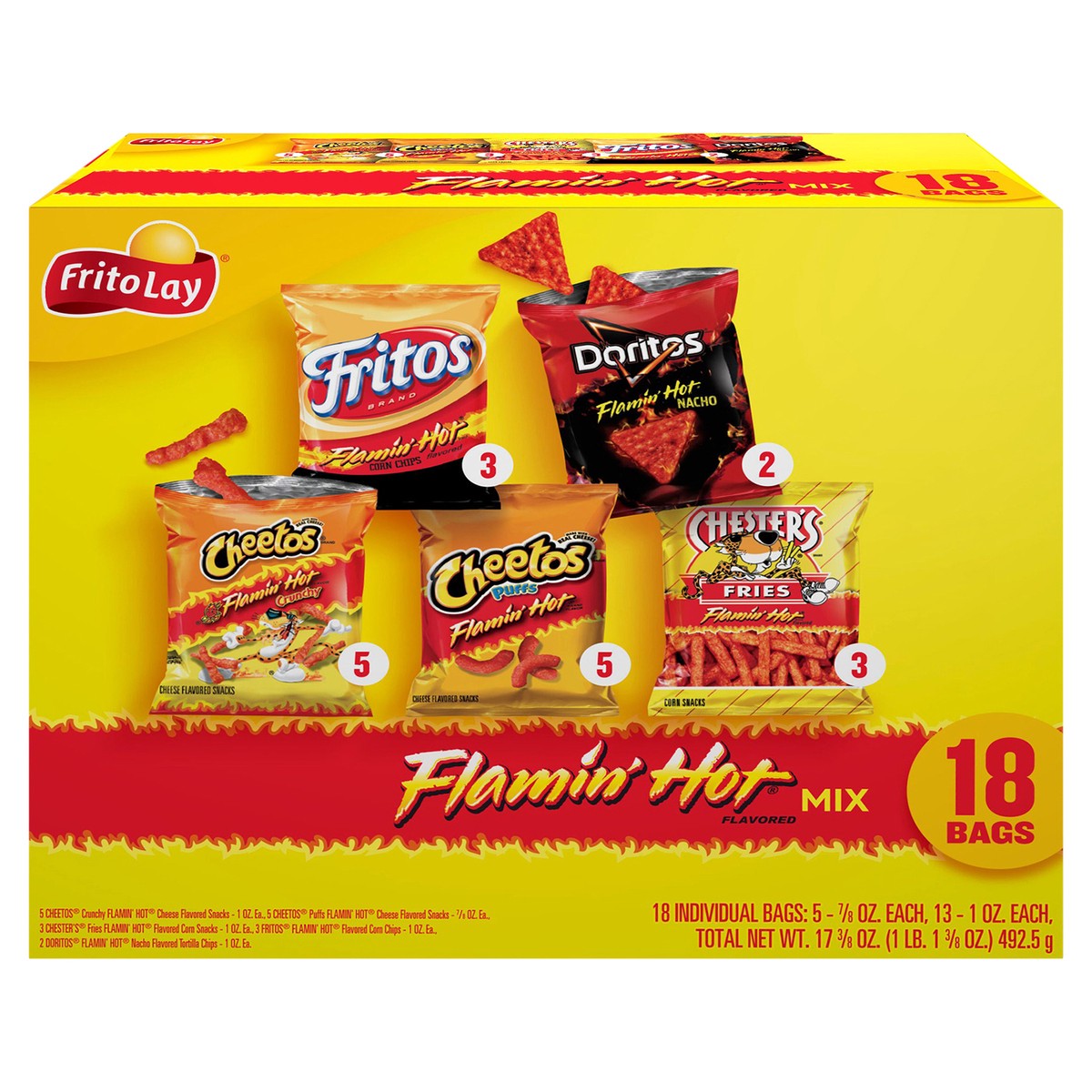 slide 1 of 13, Frito-Lay Snack Mix, Flamin' Hot Flavored, 18 ct