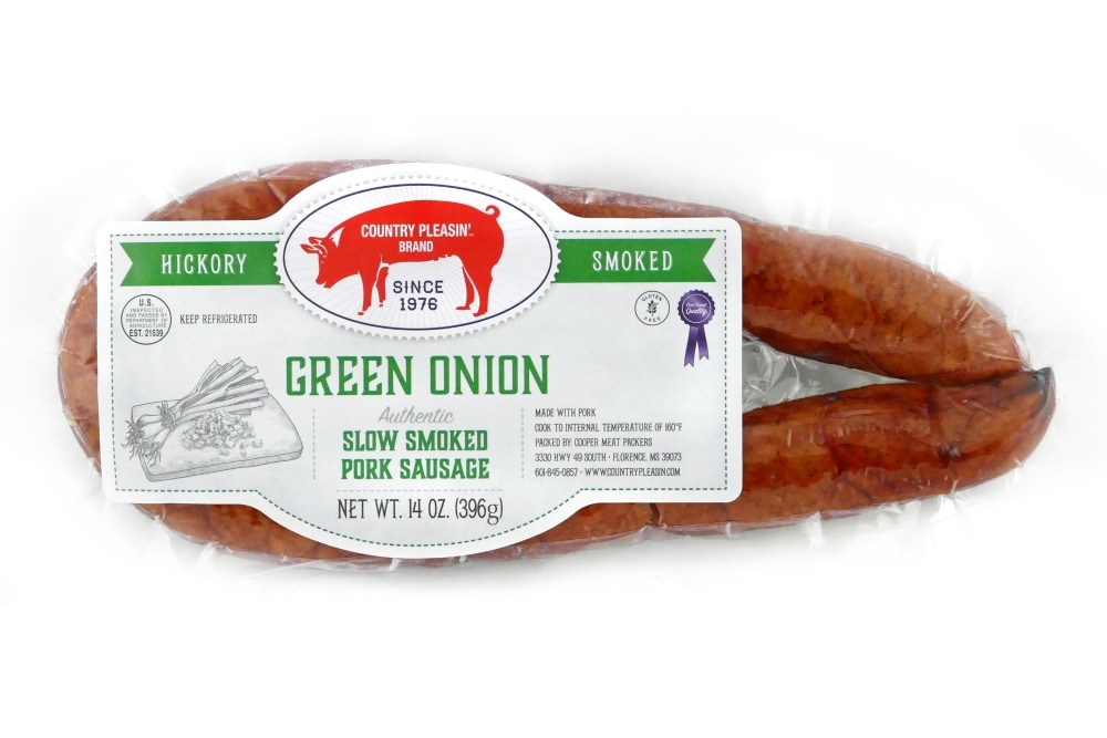 slide 1 of 1, Country Pleasin' Green Onion Smoked Sausage, 14 oz