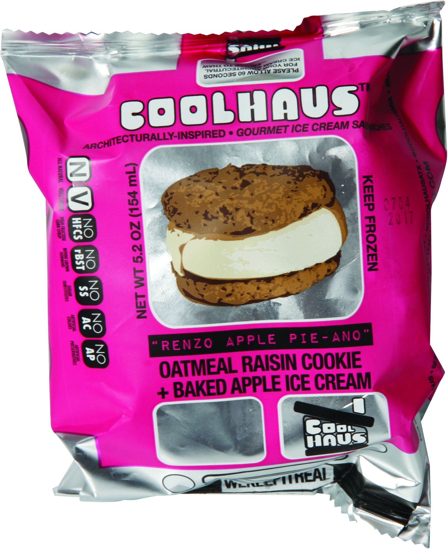 slide 1 of 5, Coolhaus Baked Apple Raisin Ice Cream Sandwich, 5.2 oz