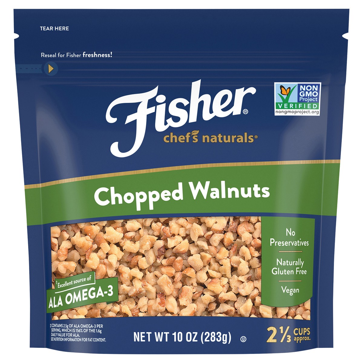 slide 1 of 9, Fisher Chopped Walnuts, 10 oz