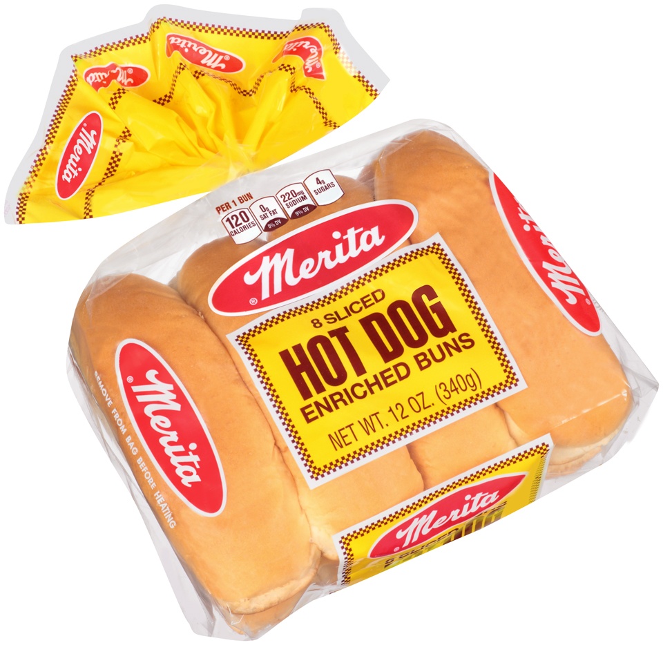 slide 1 of 1, Merita Hot Dog Buns, 18 oz