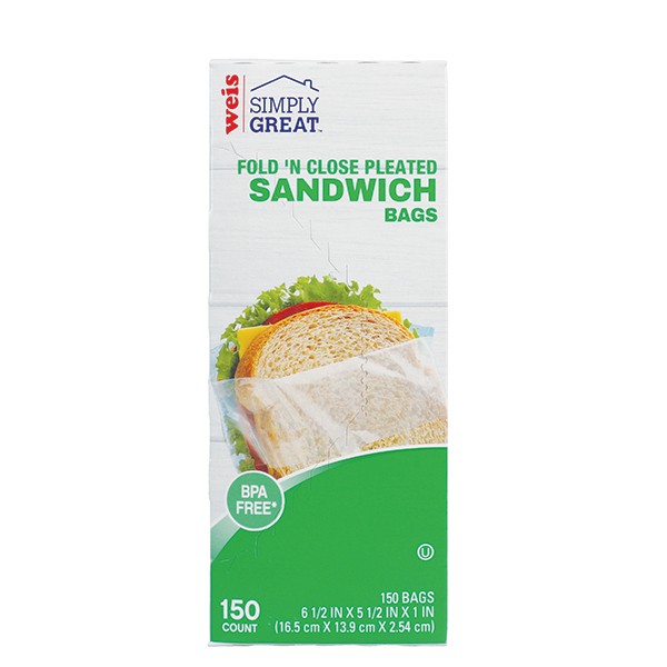 slide 1 of 1, Weis Quality Fold & Close Sandwich Bags, 150 1 ct