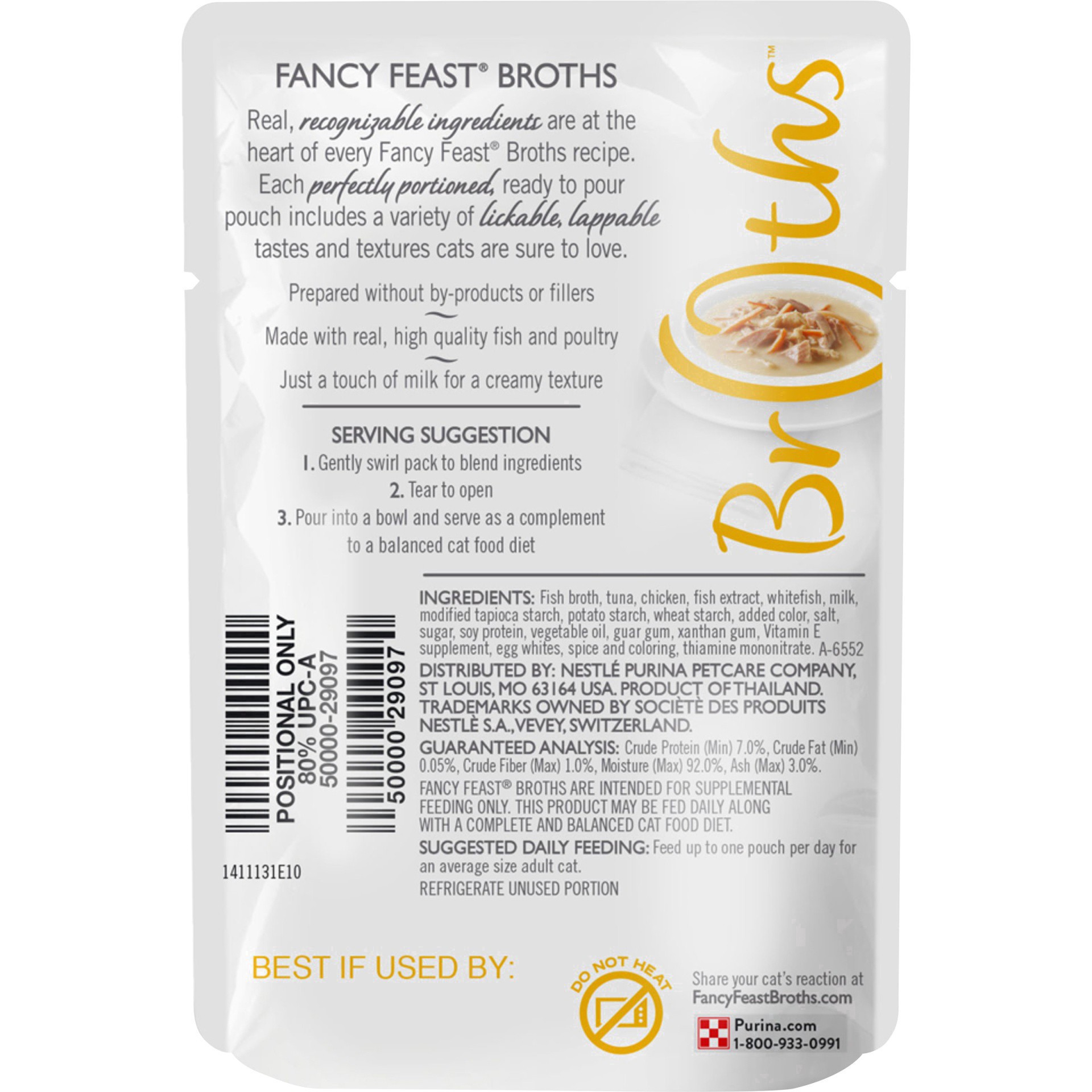 slide 8 of 10, Fancy Feast Purina Fancy Feast Lickable Wet Cat Food Broth Topper, Creamy With Tuna, Chicken, and Whitefish, 1.4 oz