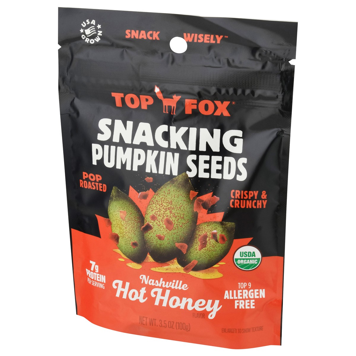 slide 7 of 13, Top Fox Snacking Nashville Hot Honey Pumpkin Seeds 3.5 oz, 3.5 oz