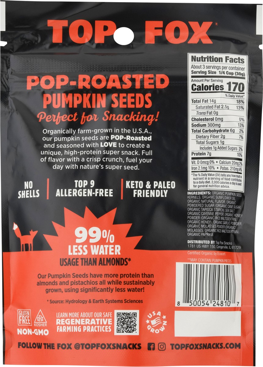 slide 4 of 13, Top Fox Snacking Nashville Hot Honey Pumpkin Seeds 3.5 oz, 3.5 oz
