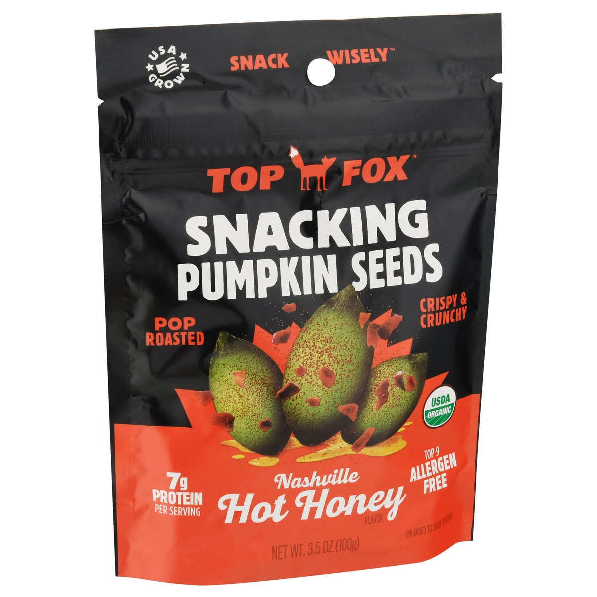 slide 3 of 13, Top Fox Snacking Nashville Hot Honey Pumpkin Seeds 3.5 oz, 3.5 oz