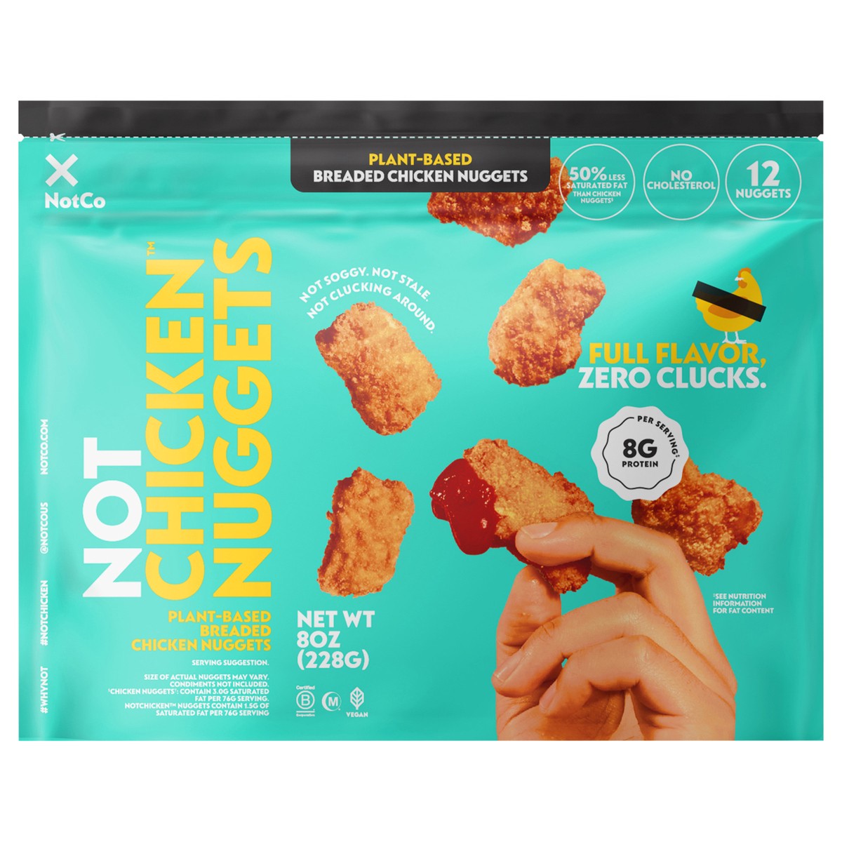 slide 1 of 13, NotCo NotChicken Frozen Plant-Based Chicken Nuggets, 12 ct Pouch, 8 oz