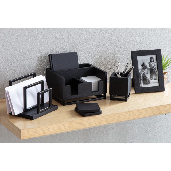 slide 4 of 7, Realspace Acadia Wood/Metal Pen Cup, 4-1/4""H X 3-1/4""W X 3-1/4""D, Black, 1 ct