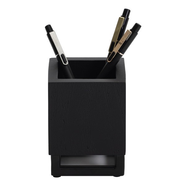 slide 2 of 7, Realspace Acadia Wood/Metal Pen Cup, 4-1/4""H X 3-1/4""W X 3-1/4""D, Black, 1 ct