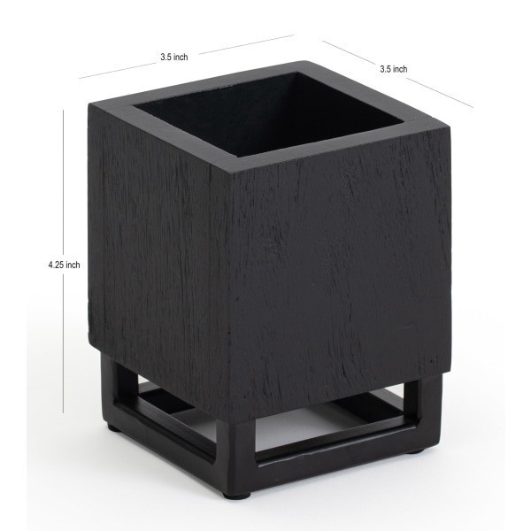 slide 3 of 7, Realspace Acadia Wood/Metal Pen Cup, 4-1/4""H X 3-1/4""W X 3-1/4""D, Black, 1 ct