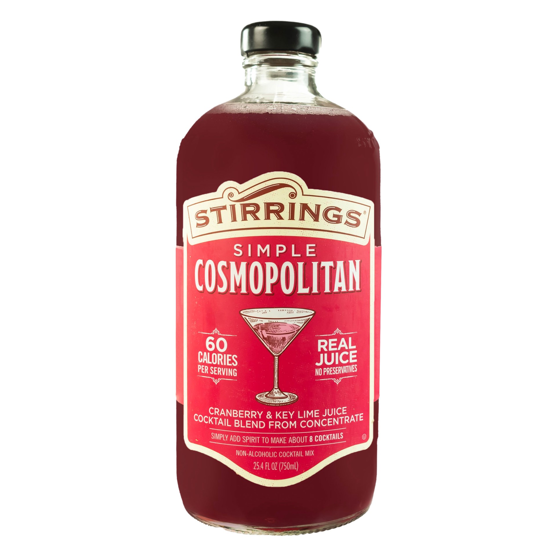 slide 1 of 12, Stirrings Cosmopolitan Mix, Non Alcoholic Cocktail Mixer, 750ml Bottle, 25.4 oz