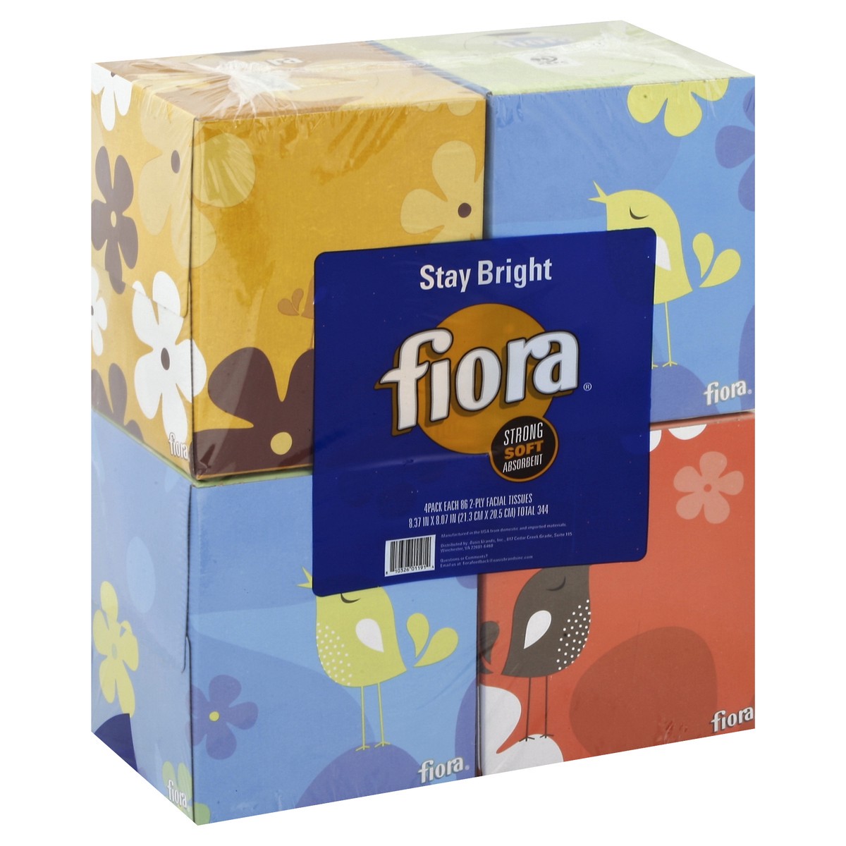 slide 5 of 5, Fiora Facial Tissue 4Pk, 86 ct