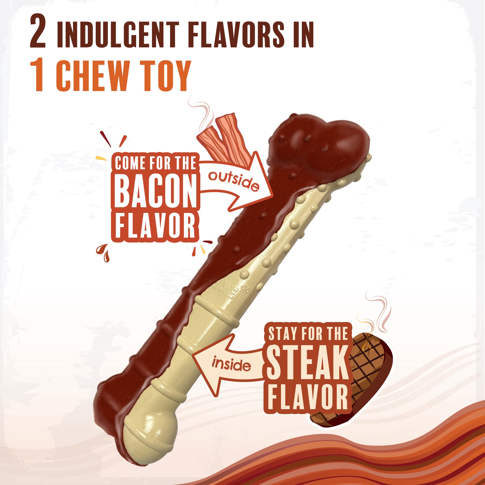 slide 10 of 10, Nylabone Bacon Basted Flavor/Steak Flavor Dog Toy 1 Each, 1 ct