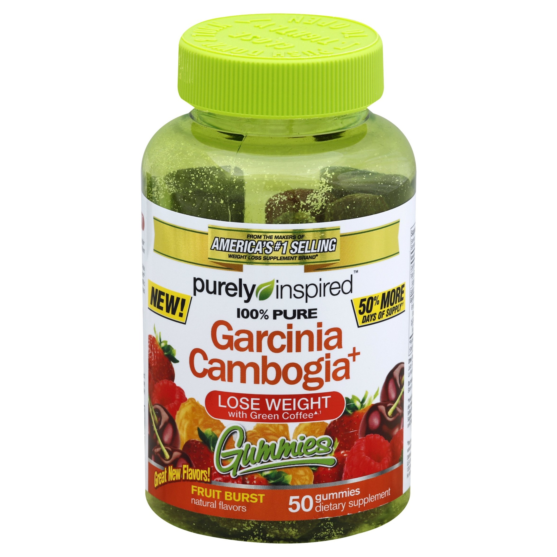 slide 1 of 2, Purely Inspired 100% Garcinia Cambogia Dietary Supplement Gummies - Fruit Burst, 50 ct