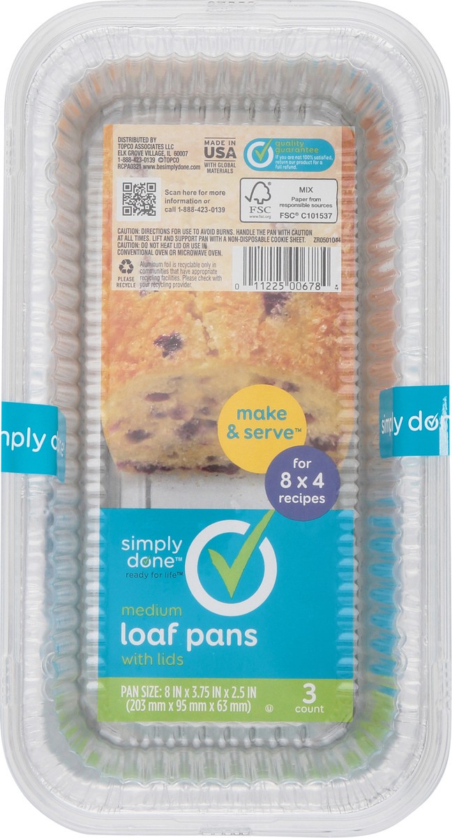 slide 6 of 9, Simply Done Loaf Pans with Lids Medium 3 ea, 3 ct