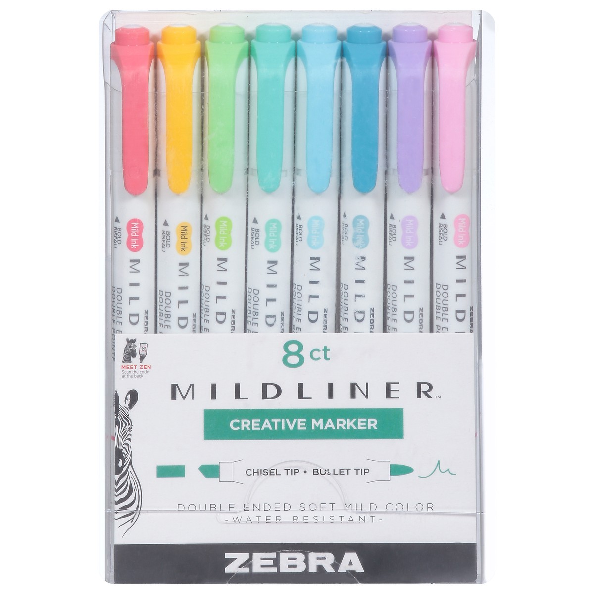 slide 1 of 9, Zebra Mildliner Soft Mild Color Double Ended Creative Marker 8 ea, 8 ct