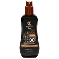 Australian Gold Broad Spectrum SPF 30 Spray Gel Instant Bronzer Sunscreen 8 fl oz