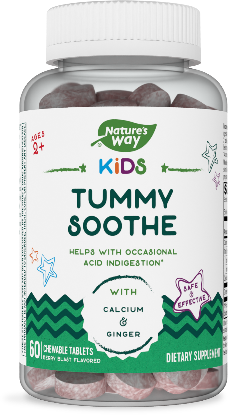 slide 1 of 1, Nature's Way Nature''s Way Kids Tummy Soothe, with Calcium & Ginger, Berry Blast Flavored, 60 Vegan Chewables, 1 ct