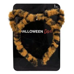 Halloween Cat Ears Headband, Plush Faux Fur, 1 Count