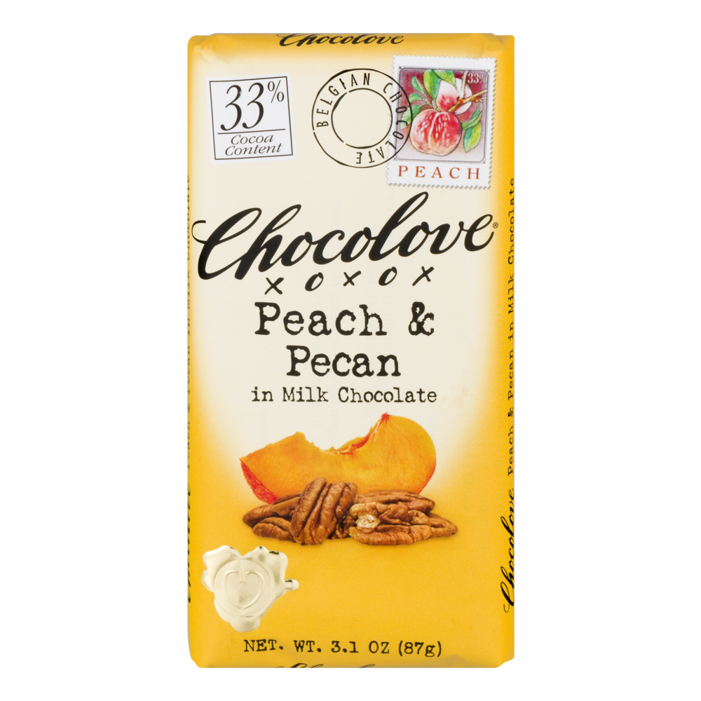 slide 1 of 5, Chocolove Peach & Pecan In Milk Chocolate Bar, 3.2 oz