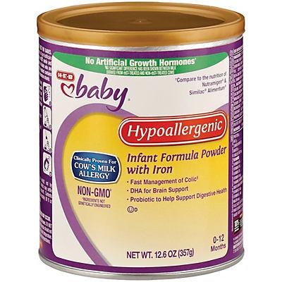 slide 1 of 1, H-E-B Baby Hypoallergenic Infant Formula Powder with Iron, 12.6 oz