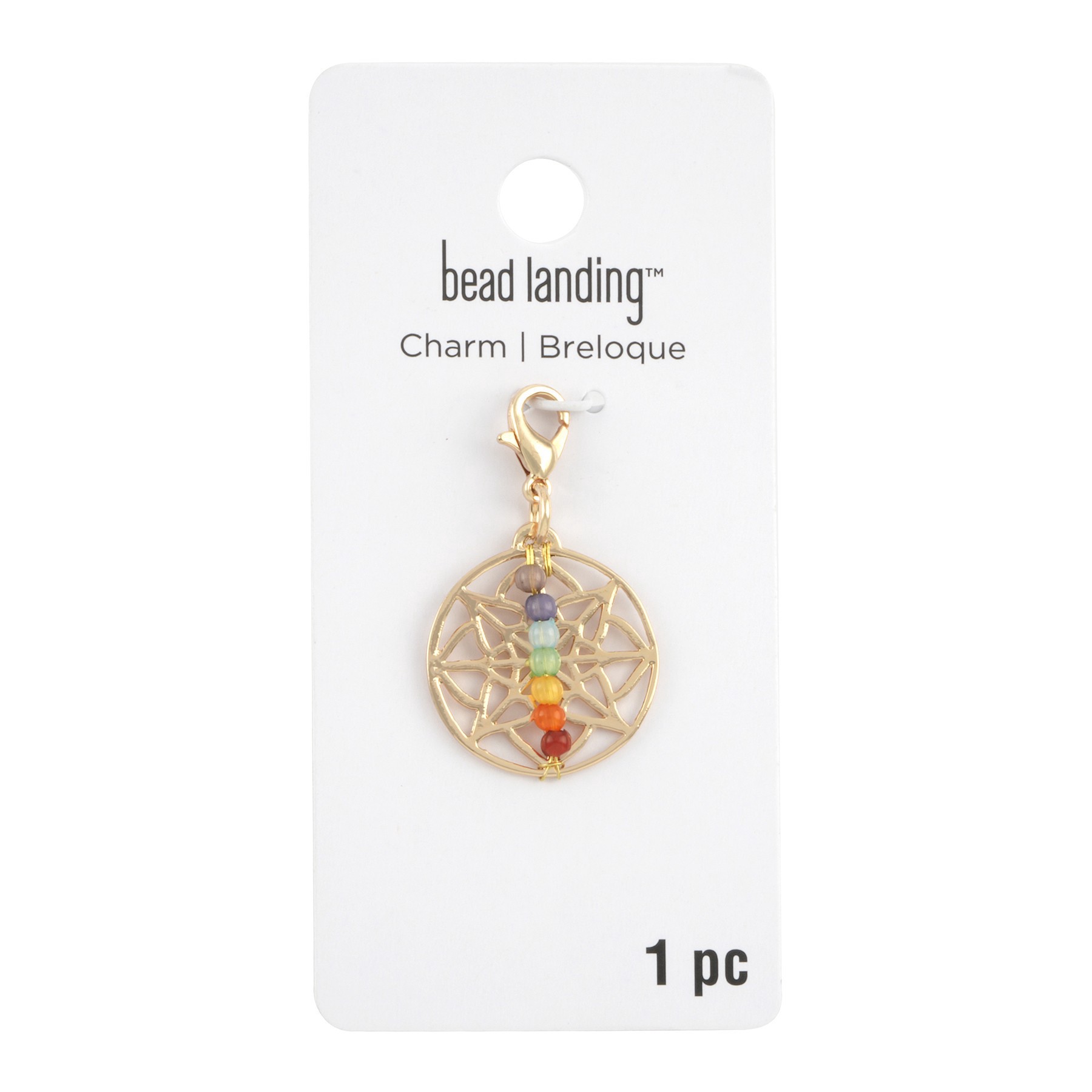 slide 3 of 3, Gold Lotus Chakra Bead Charm By Bead Landing, 22 mm charm diameter