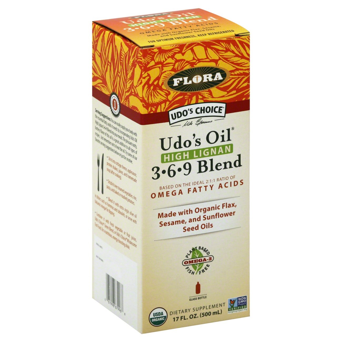 slide 1 of 1, Flora Udos Choice Oil High Lignan 3-6-9 Blend, 17 fl oz