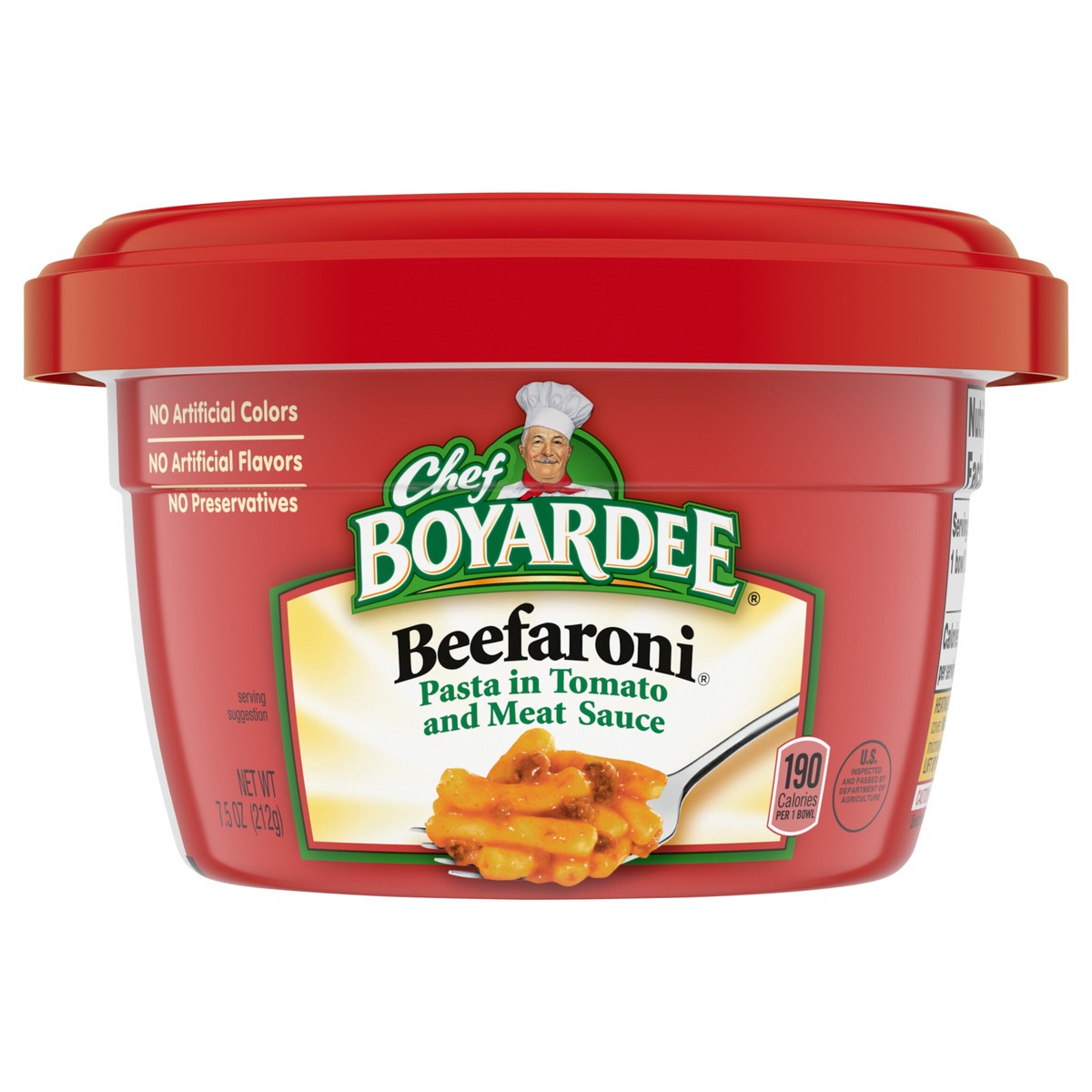 slide 1 of 5, Chef Boyardee Beefaroni, Pasta in Tomato and Meat Sauce, Microwavable Meal, 7.5 oz. Bowl, 7.5 oz