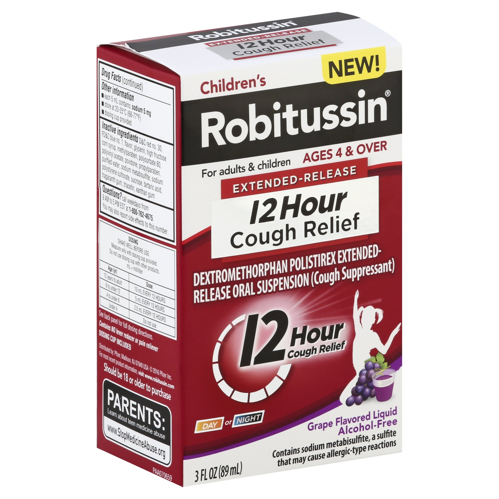 slide 1 of 7, Robitussin Children's Grape Flavor 12 Hour Extended-release Cough Relief, 3 fl oz