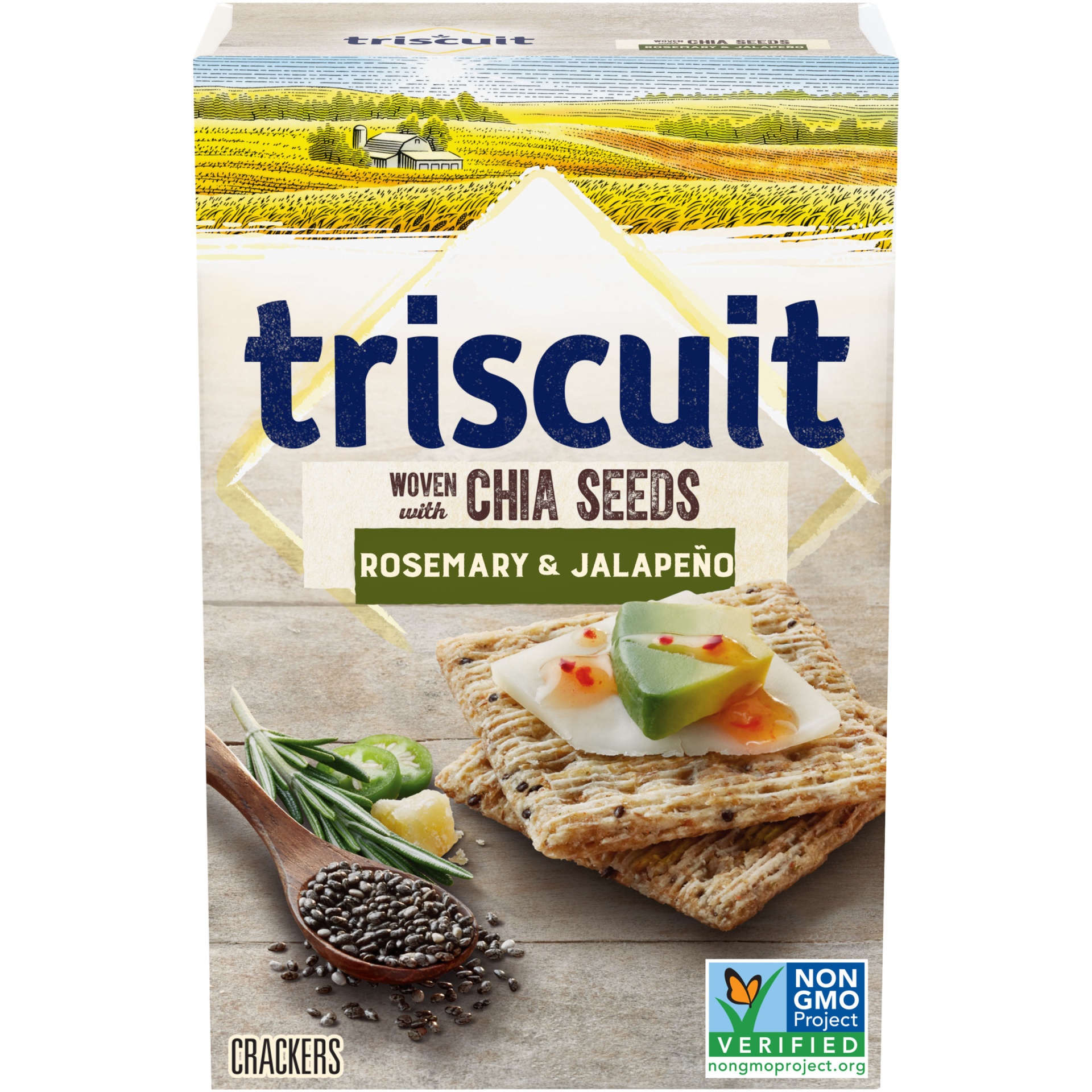 slide 1 of 2, Triscuit Rosemary & Jalapeno With Chia Seeds Whole Grain Wheat Crackers, 8 Oz, 0.5 lb