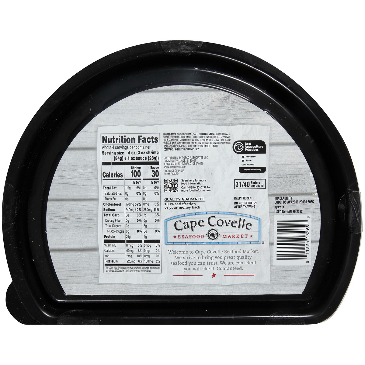 slide 4 of 14, Cape Covelle Seafood Market Cooked Shrimp with Cocktail Sauce 1 ea, 1 ct