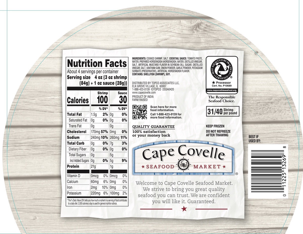 slide 12 of 14, Cape Covelle Seafood Market Cooked Shrimp with Cocktail Sauce 1 ea, 1 ct