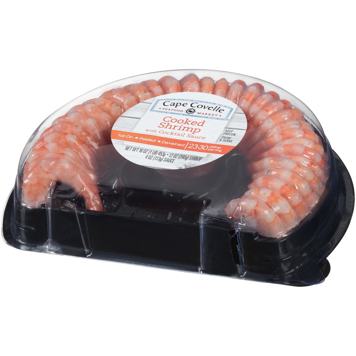 slide 11 of 14, Cape Covelle Seafood Market Cooked Shrimp with Cocktail Sauce 1 ea, 1 ct