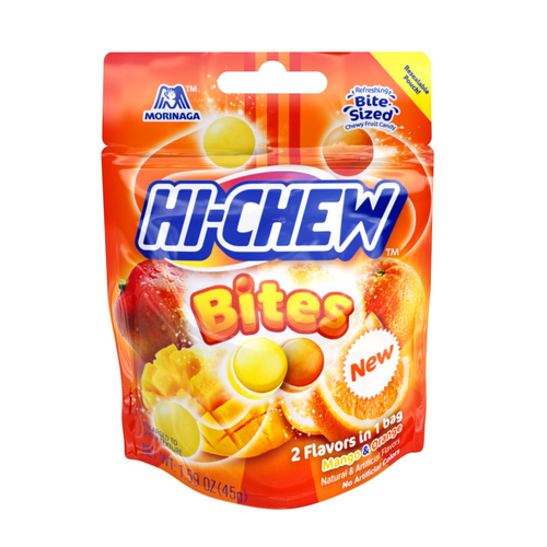 slide 1 of 1, Morinaga HI-CHEW Bites Mango & Orange Chewy Fruit Candy, 1.59 oz