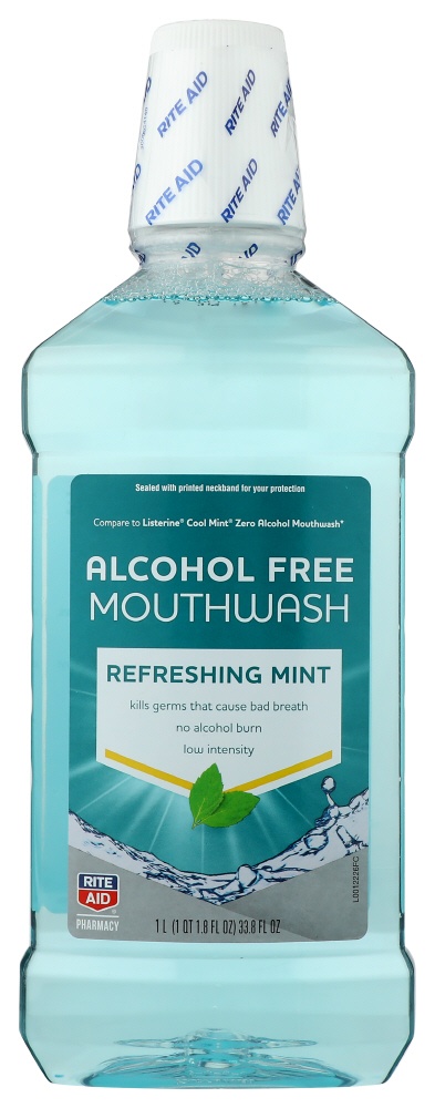 slide 1 of 3, Rite Aid Oral Care Alcohol Free Mouthwash, Light Mint, 33.8 fl oz