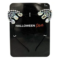 Halloween Cat Ears with Assorted Stone Headband, 1 count