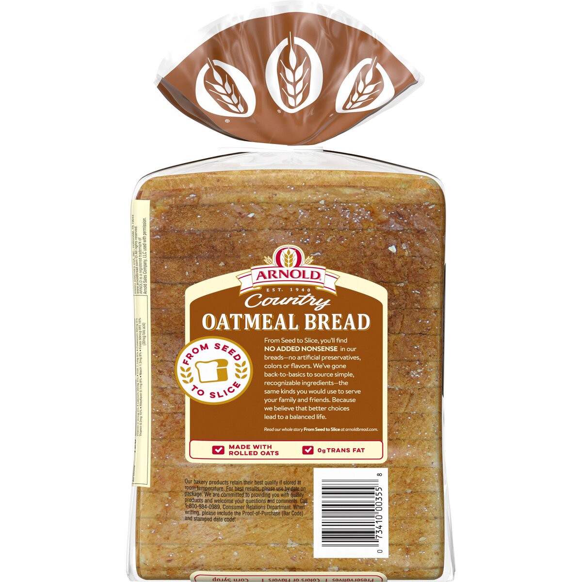 slide 7 of 7, Arnold Country Oatmeal Bread 24oz, 24 oz