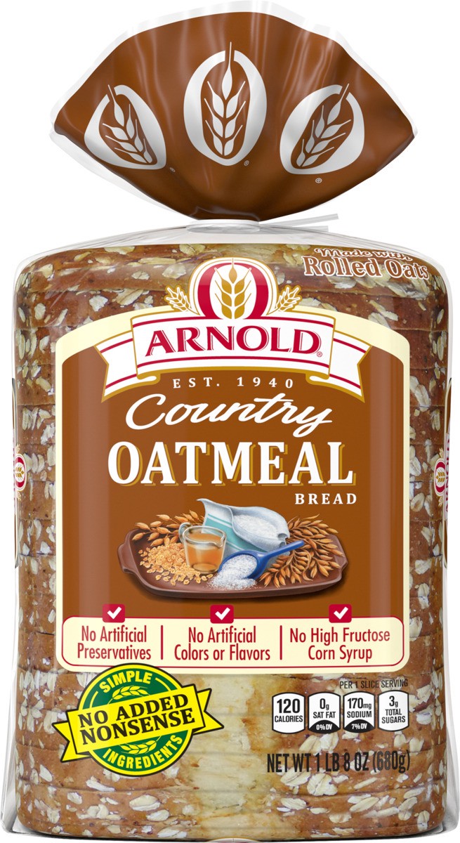 slide 2 of 7, Arnold Country Oatmeal Bread 24oz, 24 oz