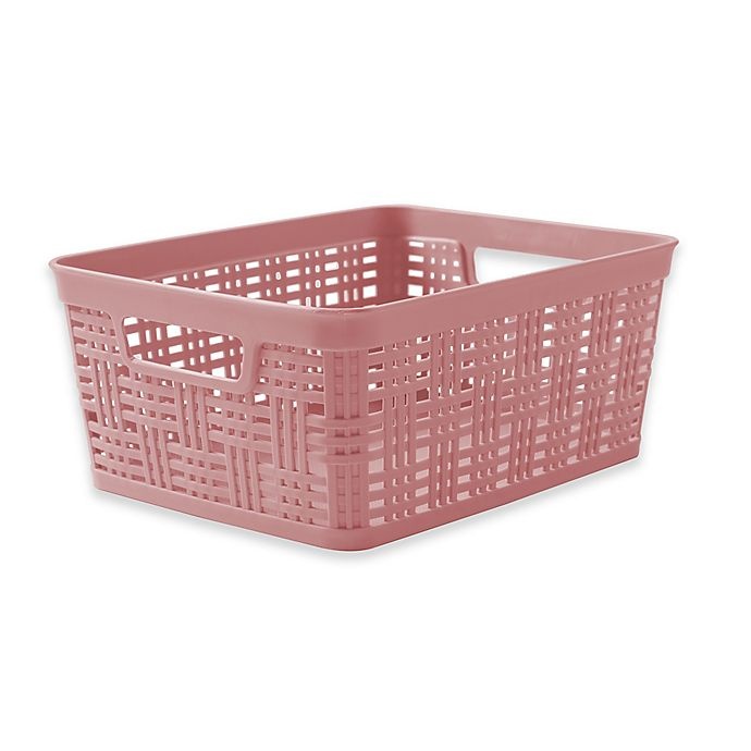 slide 1 of 1, Starplast Plastic Wicker Small Storage Basket - Rosewater, 1 ct