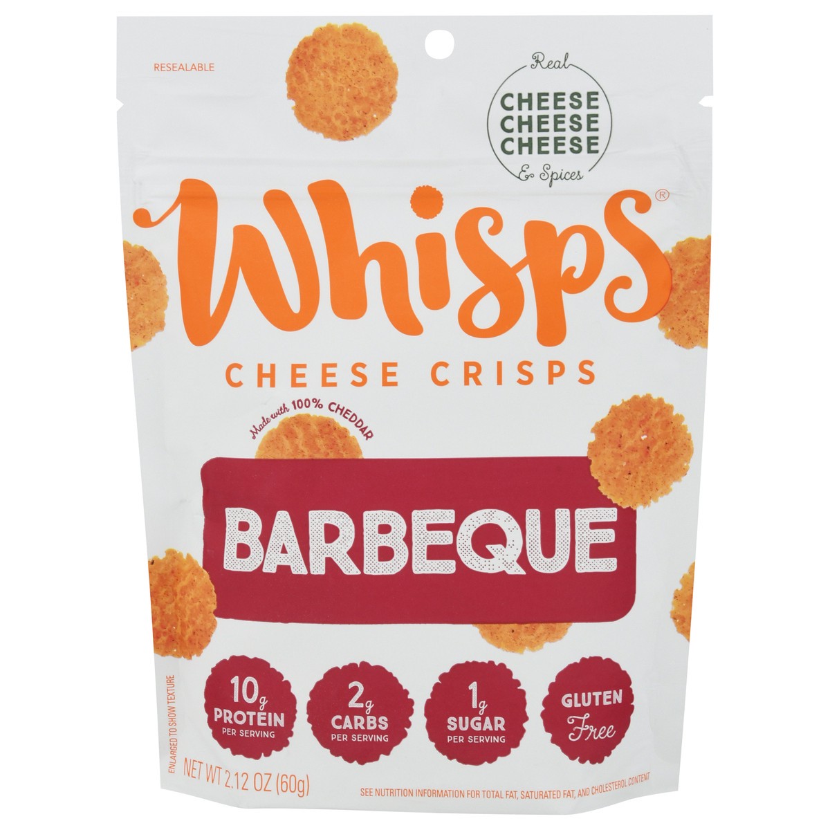 slide 1 of 9, Whisps® bacon BBQ cheese crisps, 2.12 oz