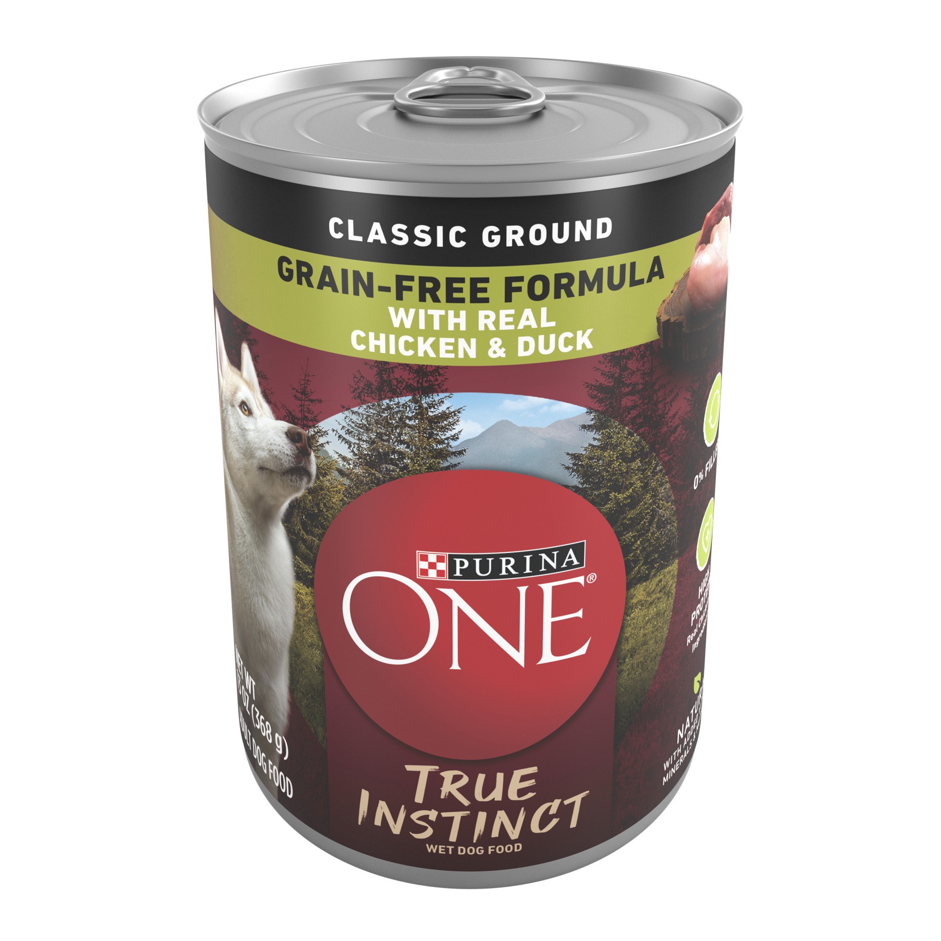 slide 1 of 8, ONE Purina ONE Wet Dog Food True Instinct Classic Ground Grain-Free Formula With Real Chicken and Duck High Protein Dog Food, 13 oz