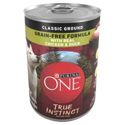 Purina ONE Wet Dog Food True Instinct Classic Ground Grain-Free Formula With Real Chicken and Duck High Protein Dog Food