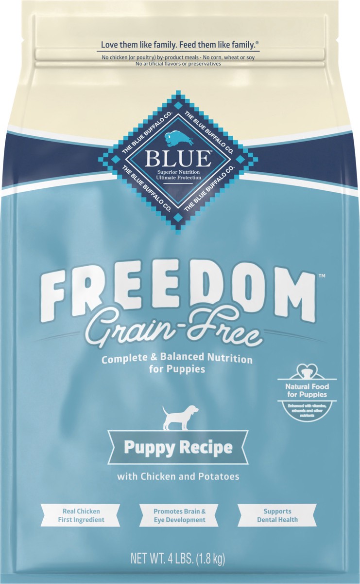 slide 1 of 14, Blue Buffalo Freedom Grain Free Natural Puppy Dry Dog Food, Chicken 4-lb, 4 lb