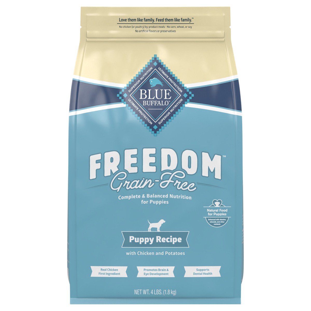 slide 1 of 14, Blue Buffalo Freedom Grain-Free Puppy Dry Dog Food With DHA, Complete & Balanced Nutrition for Puppies, Made in the USA With Natural Ingredients, Chicken & Potatoes, 4-lb Bag, 4 lb